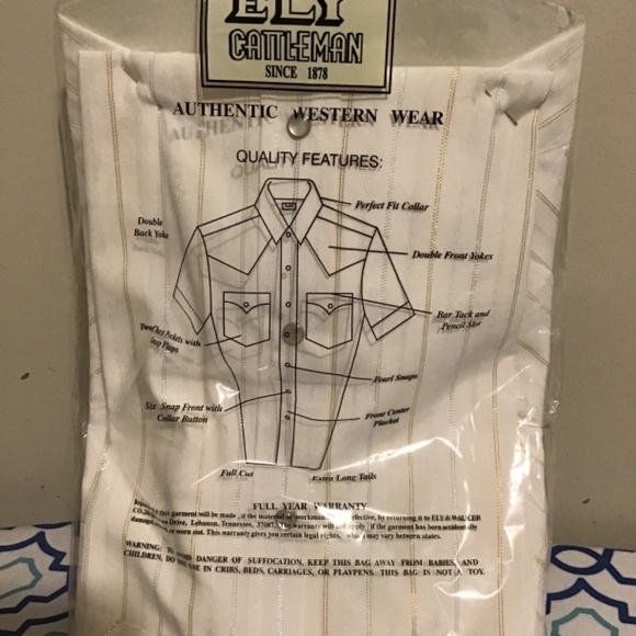 🔥#202, ELY CATTLEMEN, NWT, pearl buttons, sz.15, short sleeves, buy now🔥 - Picture 2 of 5